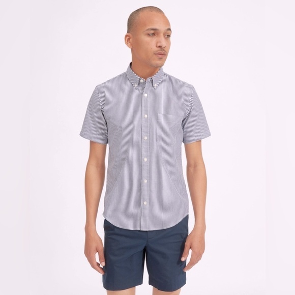 Everlane Other - Everlane | The Air Oxford Short-Sleeve Shirt Navy Blue Stripes Medium Classic